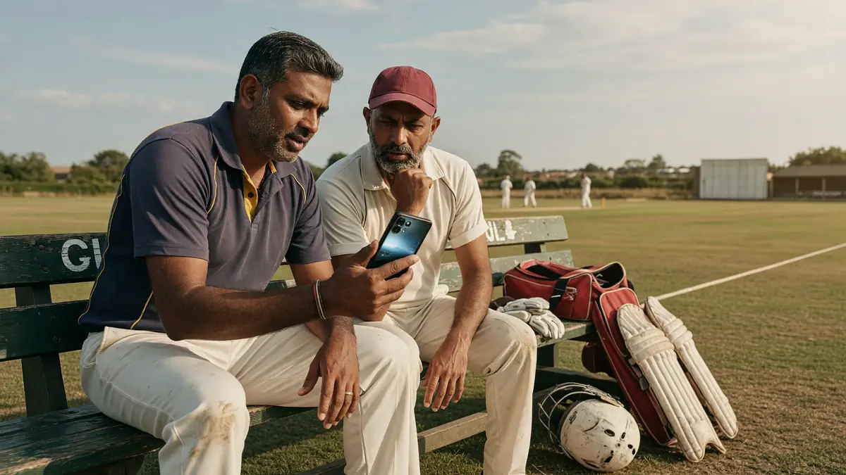 Cricket app dashboard shown on a smartphone